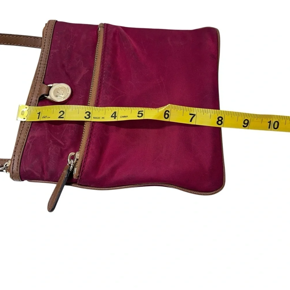 MICHAEL KORS Kempton Claret Burgundy Nylon Pocket Crossbody Bag